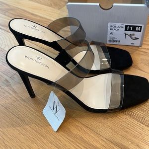 NEW NWT Worthington Clear Strap Black High Heels Shoes Size 11
